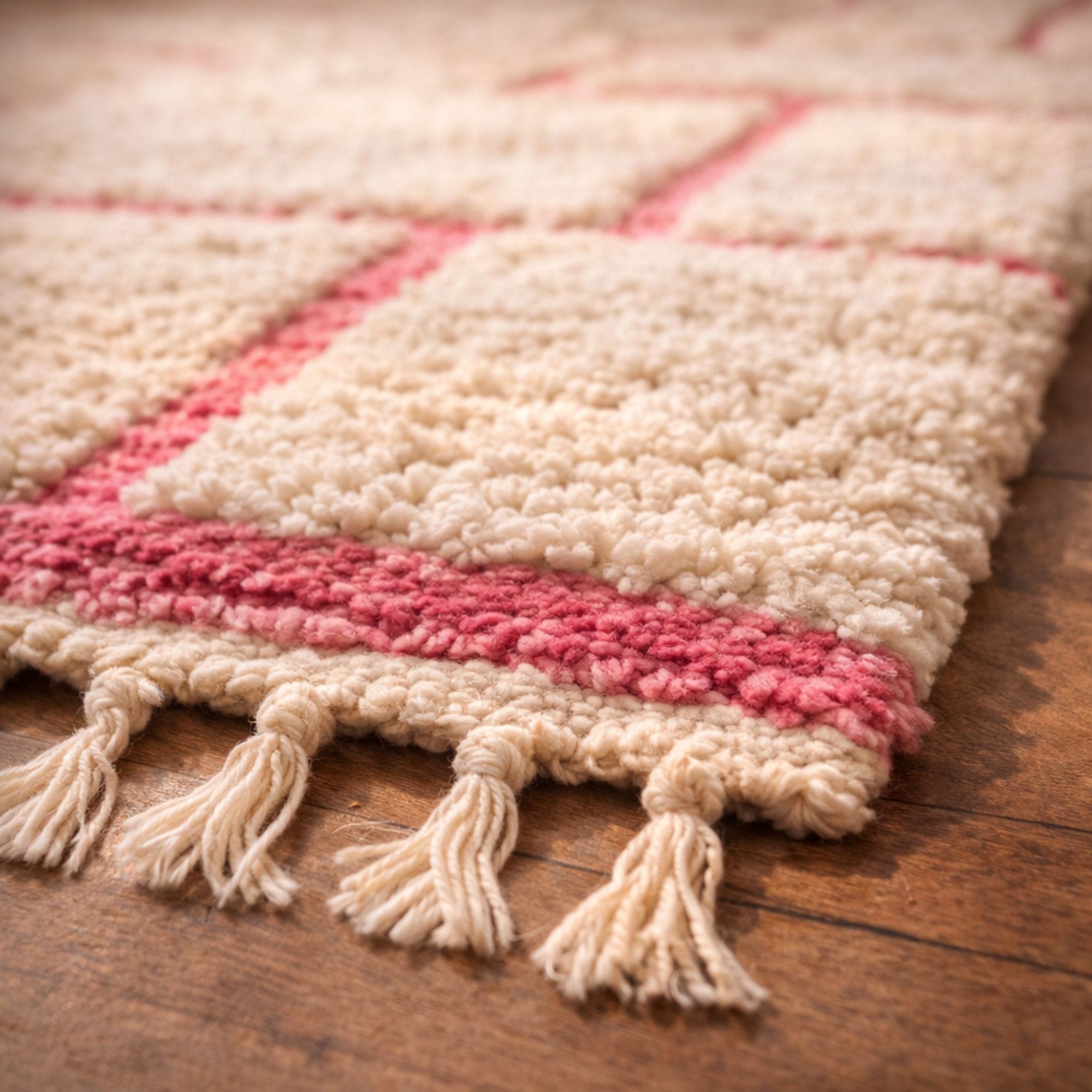 Moroccan Beni Ourain Rug — Ivory Minimalist Wool Rug - Beni Ourain Moroccan rug in Ivory color, 122 x 183 cm