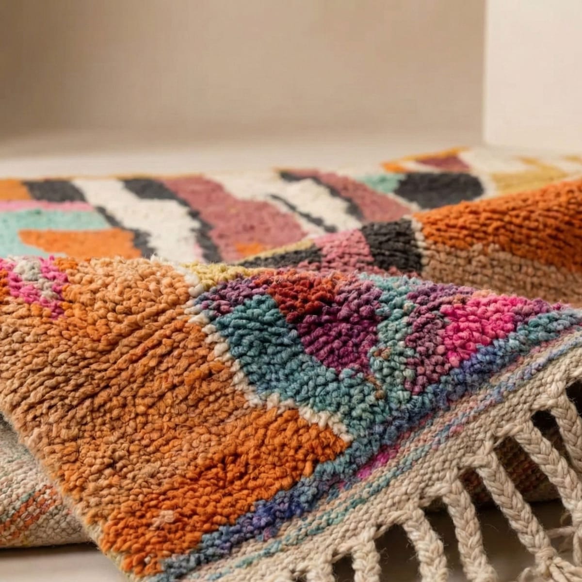 Moroccan Rug 8x10 — Abstract Berber Rug — Modern Colorblock Style - Modern Berber Moroccan rug in Terracotta color, 244 x 305 cm