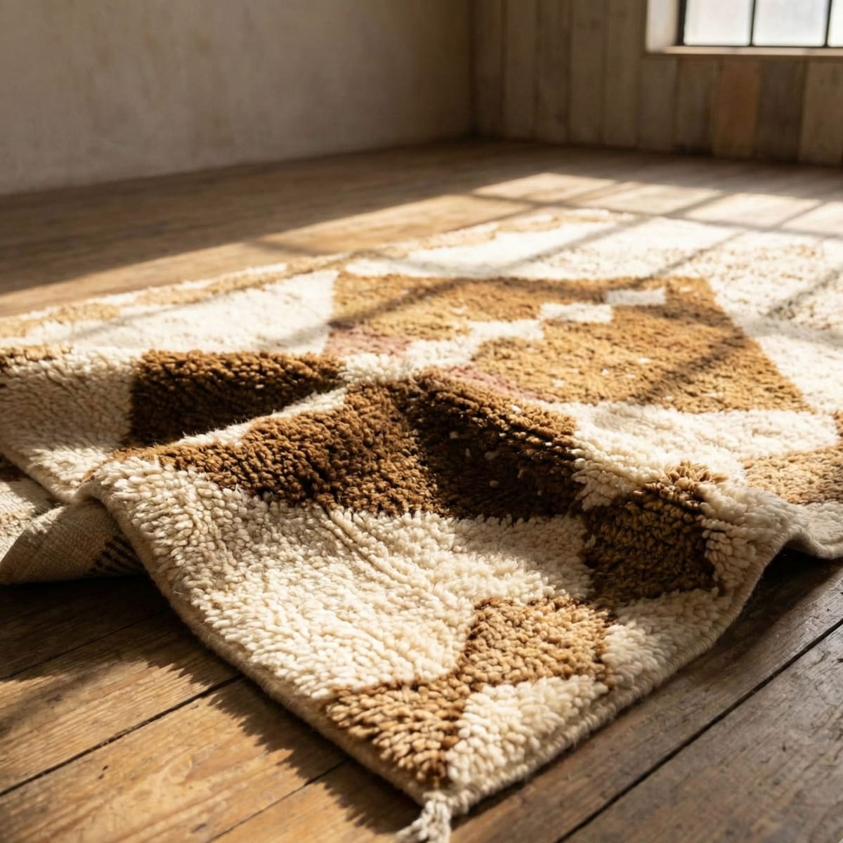 Beni Ourain Rug 8x10 — Neutral Geometric Living Room Carpet - Beni Ourain Moroccan rug in Ivory color, 244 x 305 cm