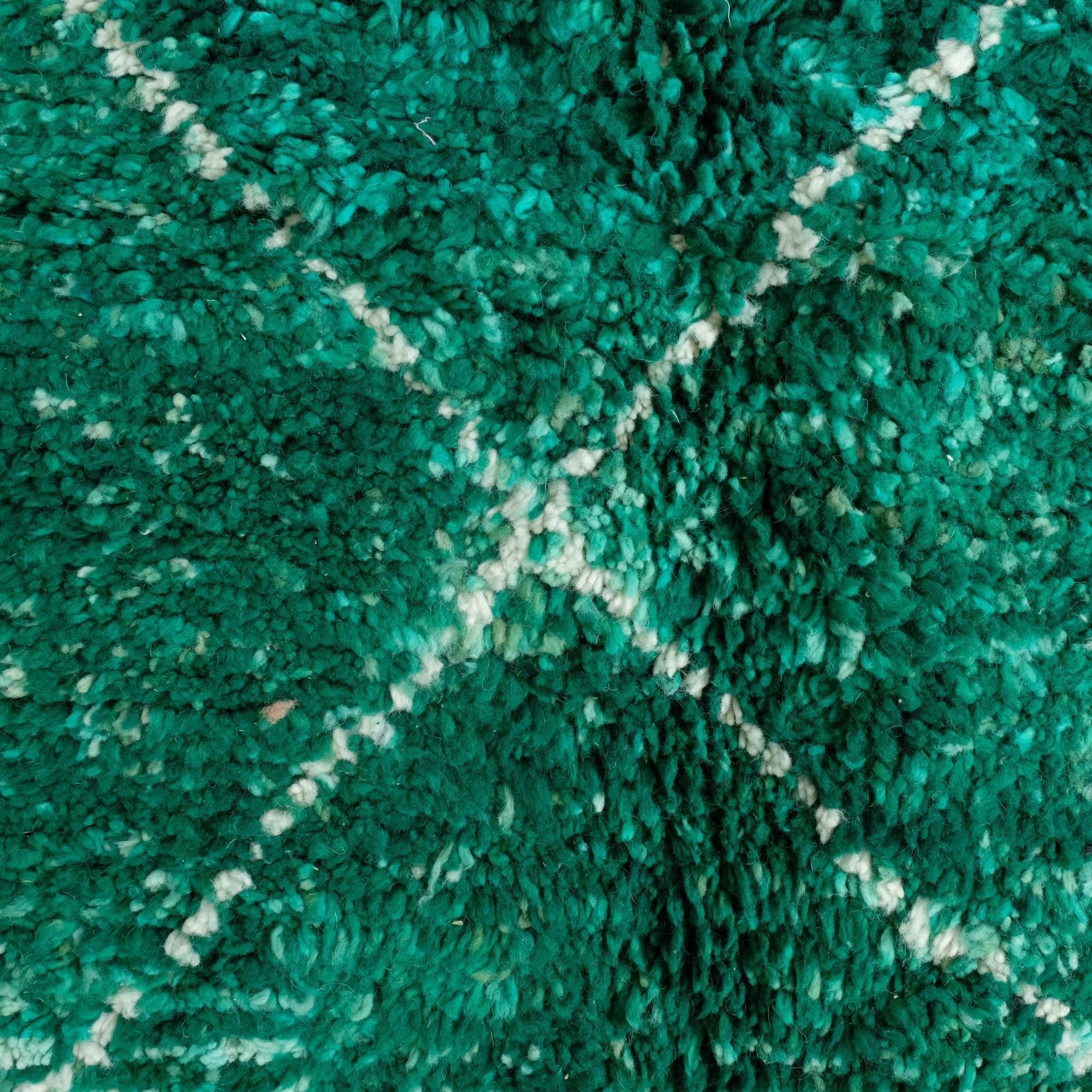 Handwoven Beni Ourain Rug - Forest Green Wool - Hand-knotted Moroccan rug, front view showing Handwoven Beni Ourain Rug - Forest Green Wool texture and colors