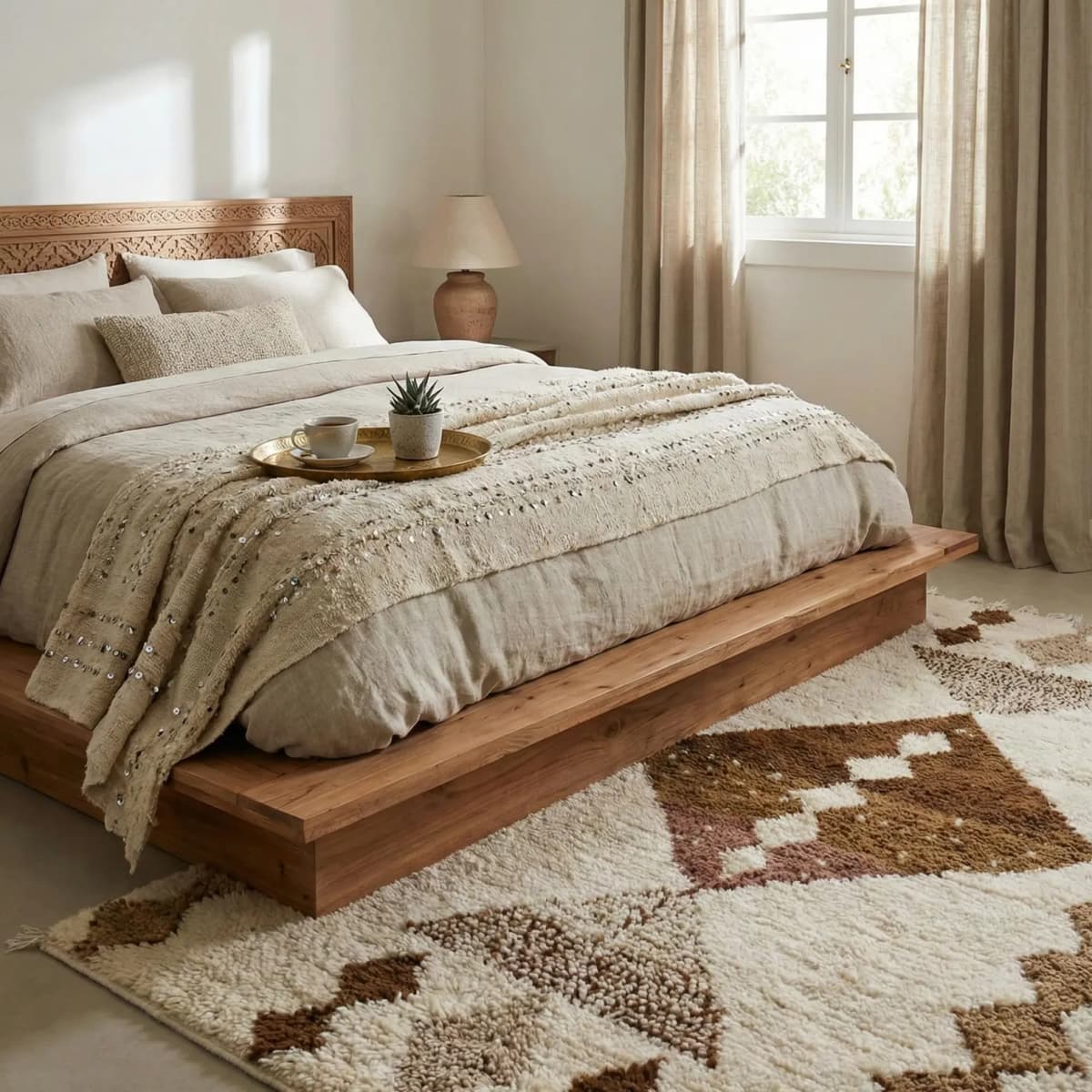 A Moroccan rug in a home setting