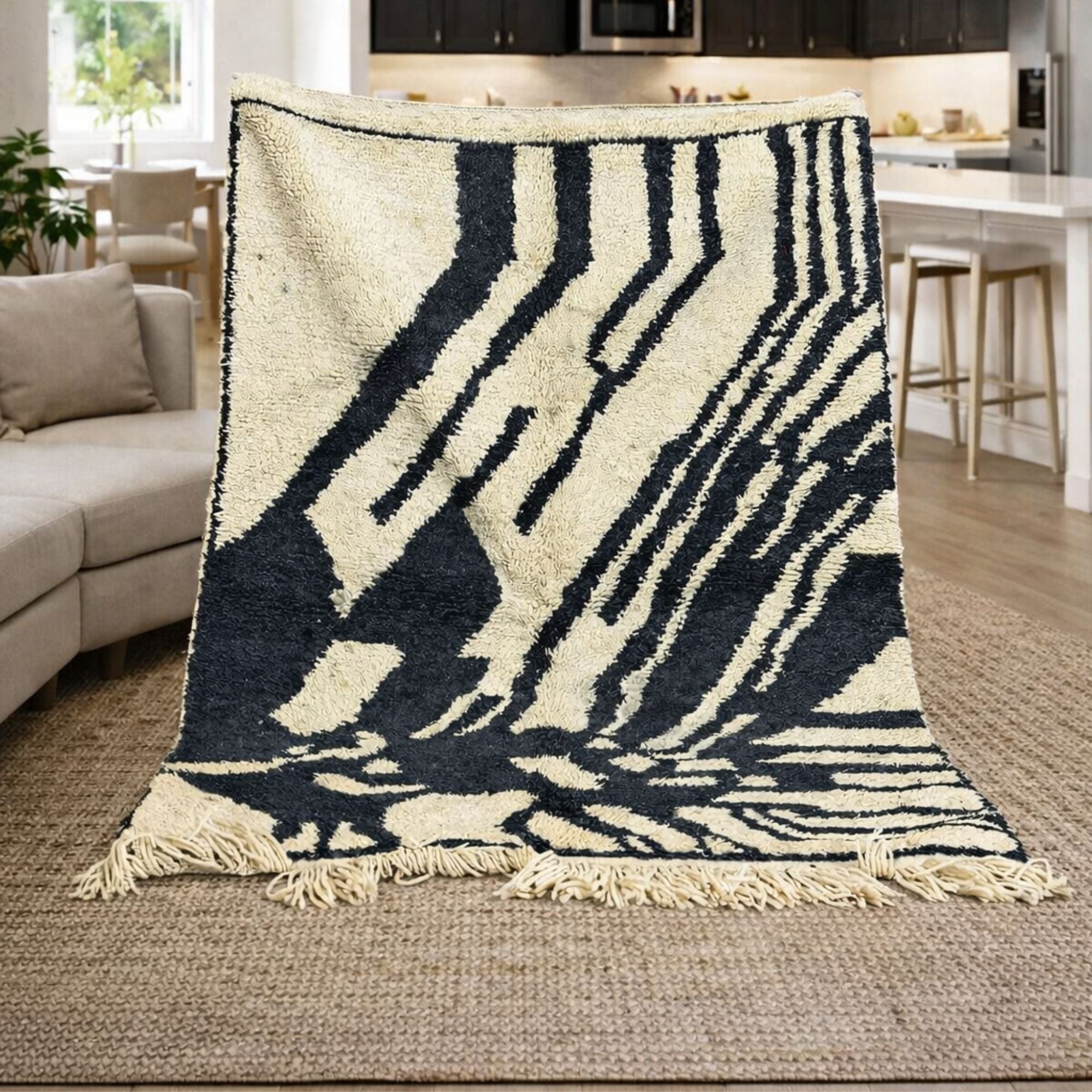 Mrirt Wool Rug — Terracotta Large — Hand-Knotted in Morocco - Hand-knotted Moroccan rug, front view showing Mrirt Wool Rug — Terracotta Large — Hand-Knotted in Morocco texture and colors