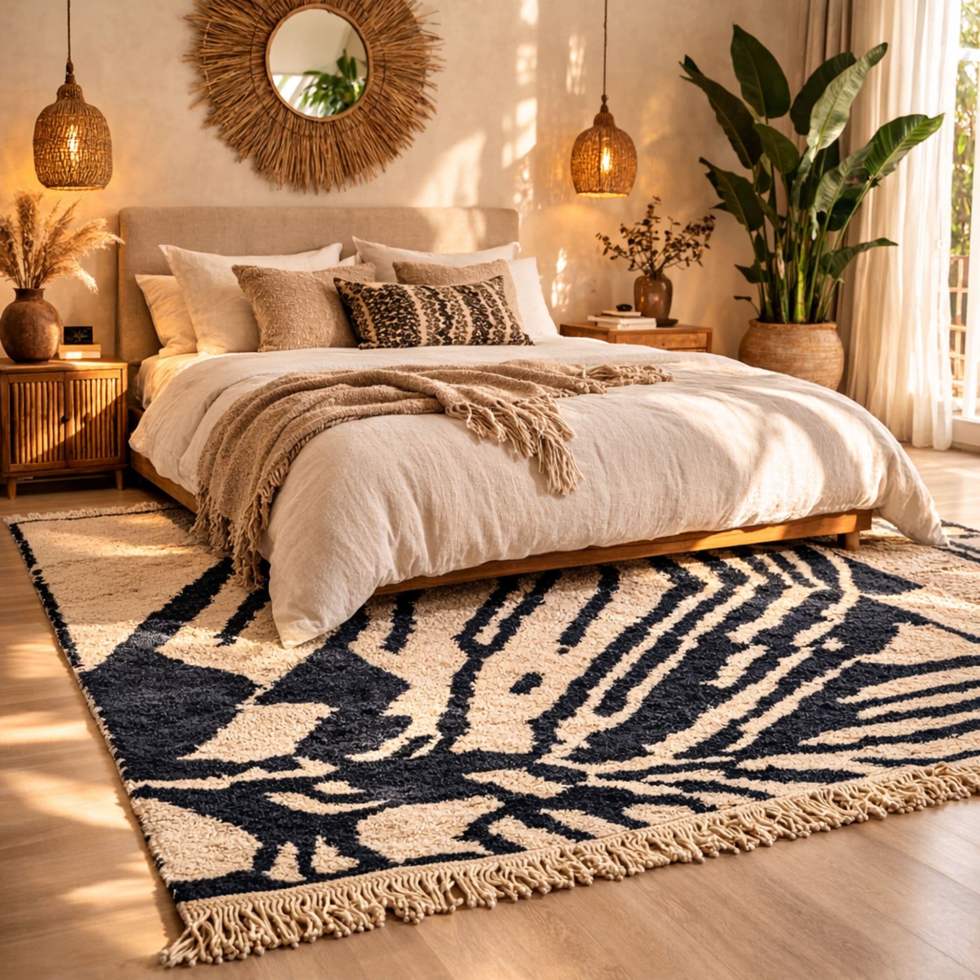Hand-Knotted Terracotta Mrirt Wool Rug — Medium for Studio - Mrirt Moroccan rug by Nomadinas