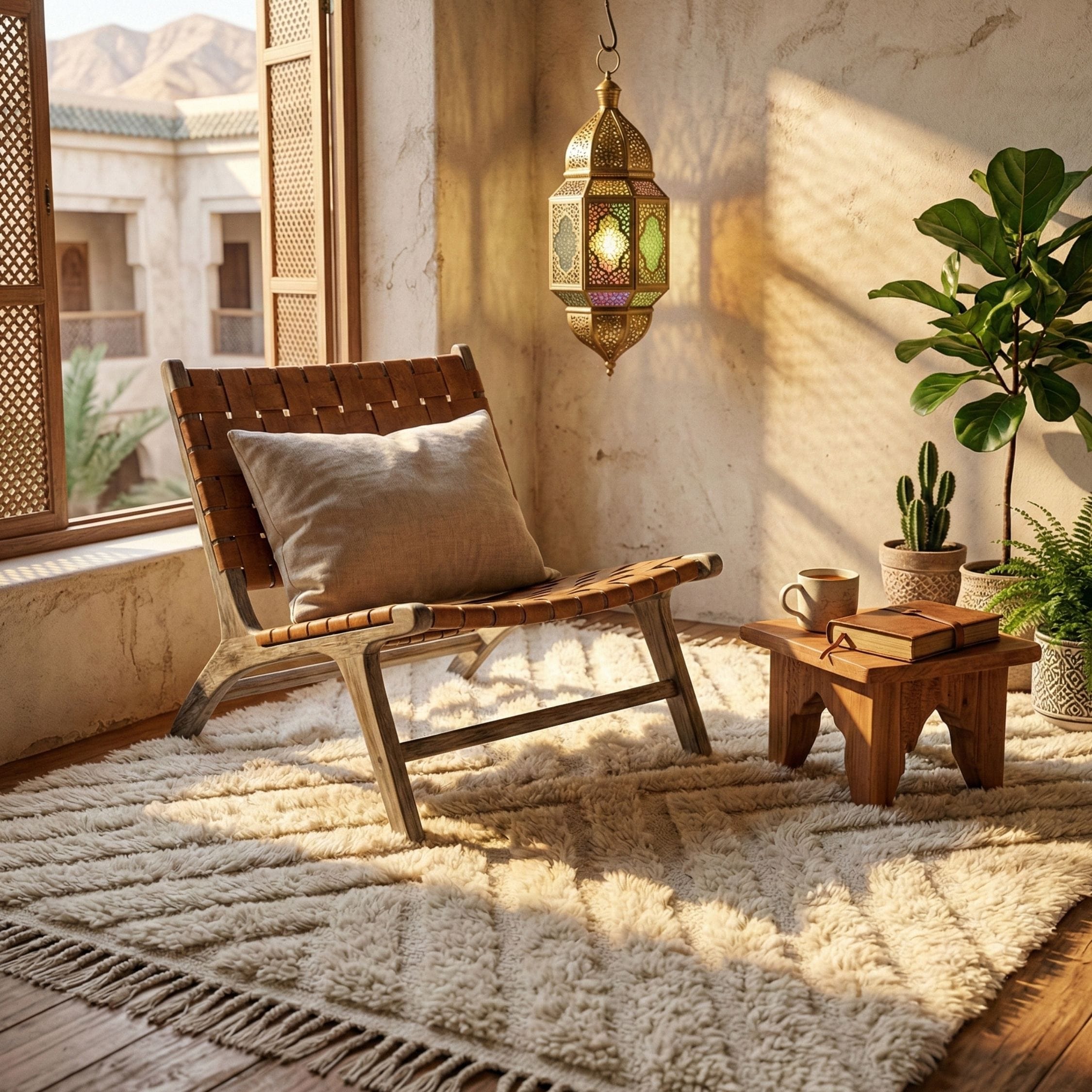 Neutral Moroccan Mrirt Rug - Sculpted Ivory Wool - Mrirt Moroccan rug in Ivory color, 244 x 305 cm
