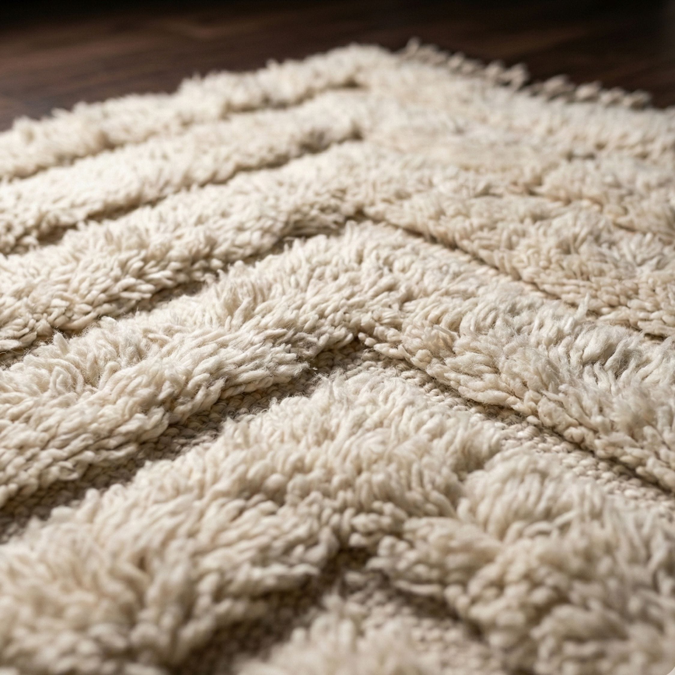 Minimalist Moroccan Rug - Geometric Ivory Wool - Mrirt Moroccan rug in Ivory color, 183 x 274 cm