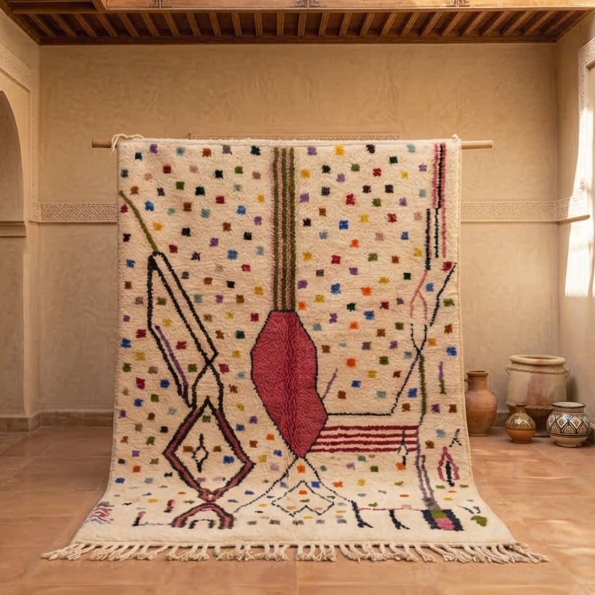 Moroccan Rug 8x10 — Abstract Berber Rug — Artistic Confetti Style