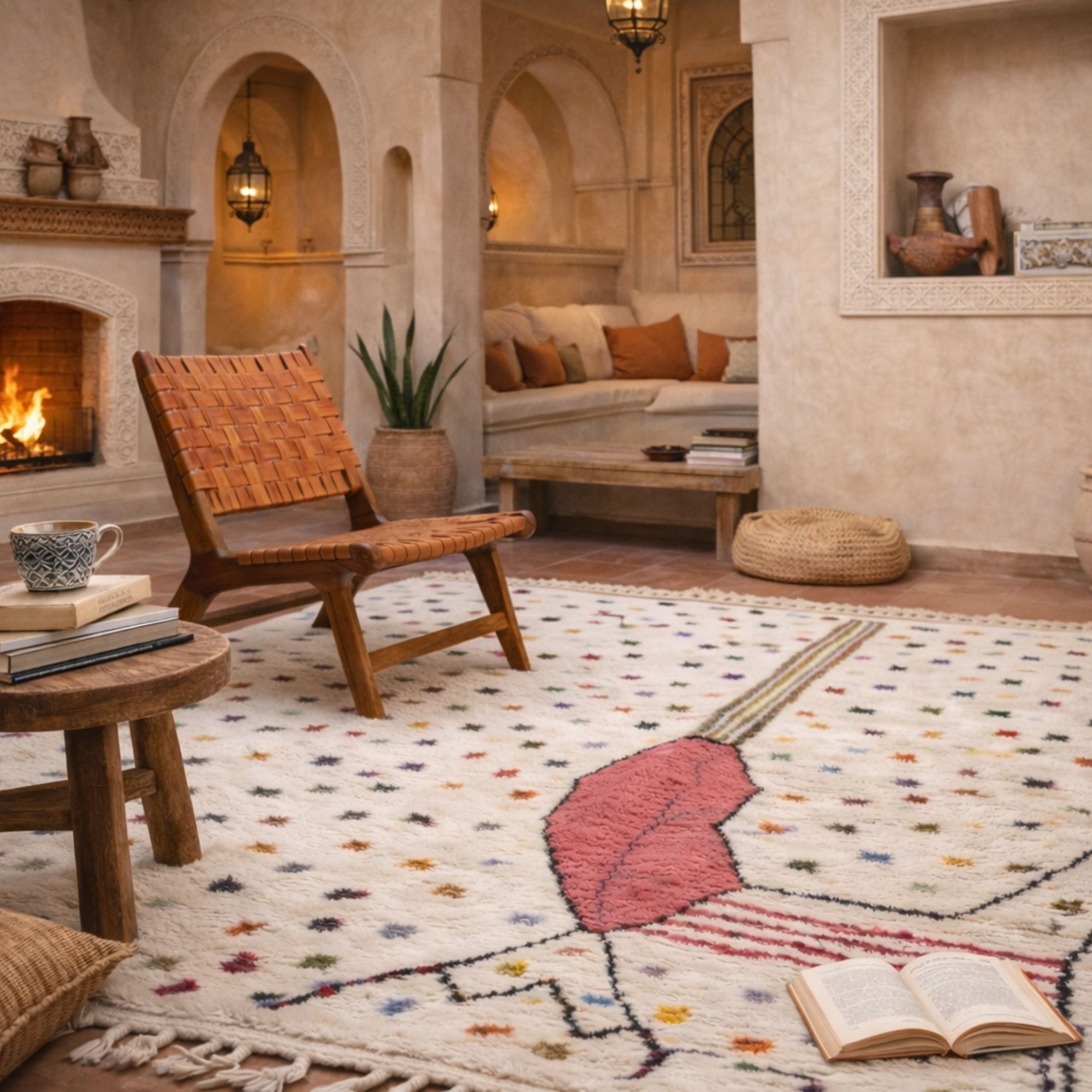 Authentic Moroccan Beni Ourain Rug — Ivory Wool Rug - Beni Ourain Moroccan rug in Ivory color, 122 x 183 cm