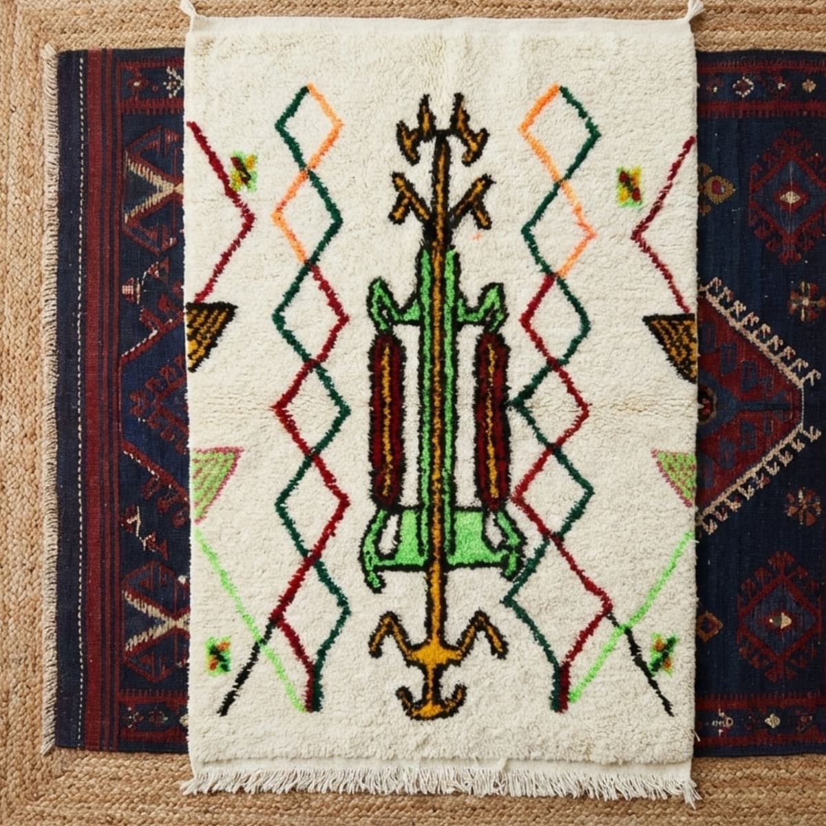 Colorful Azilal Rug — Tribal Accent — Plush Wool