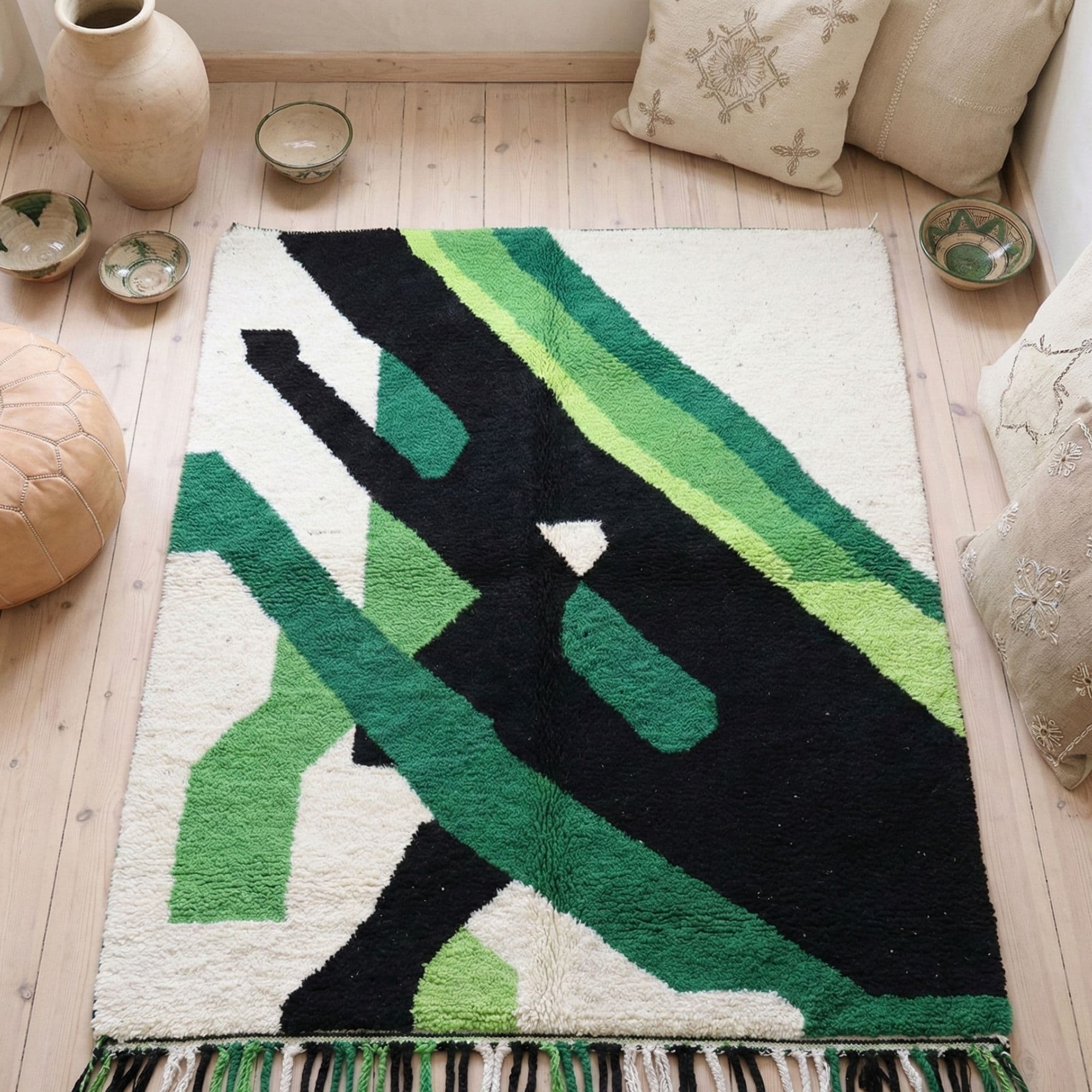 Custom Size Rug — Abstract Wool Rug — Modern Berber Style