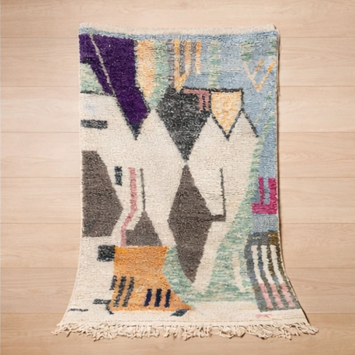 Moroccan Rug 8x10 — Pastel Berber Rug — Abstract Modern Style