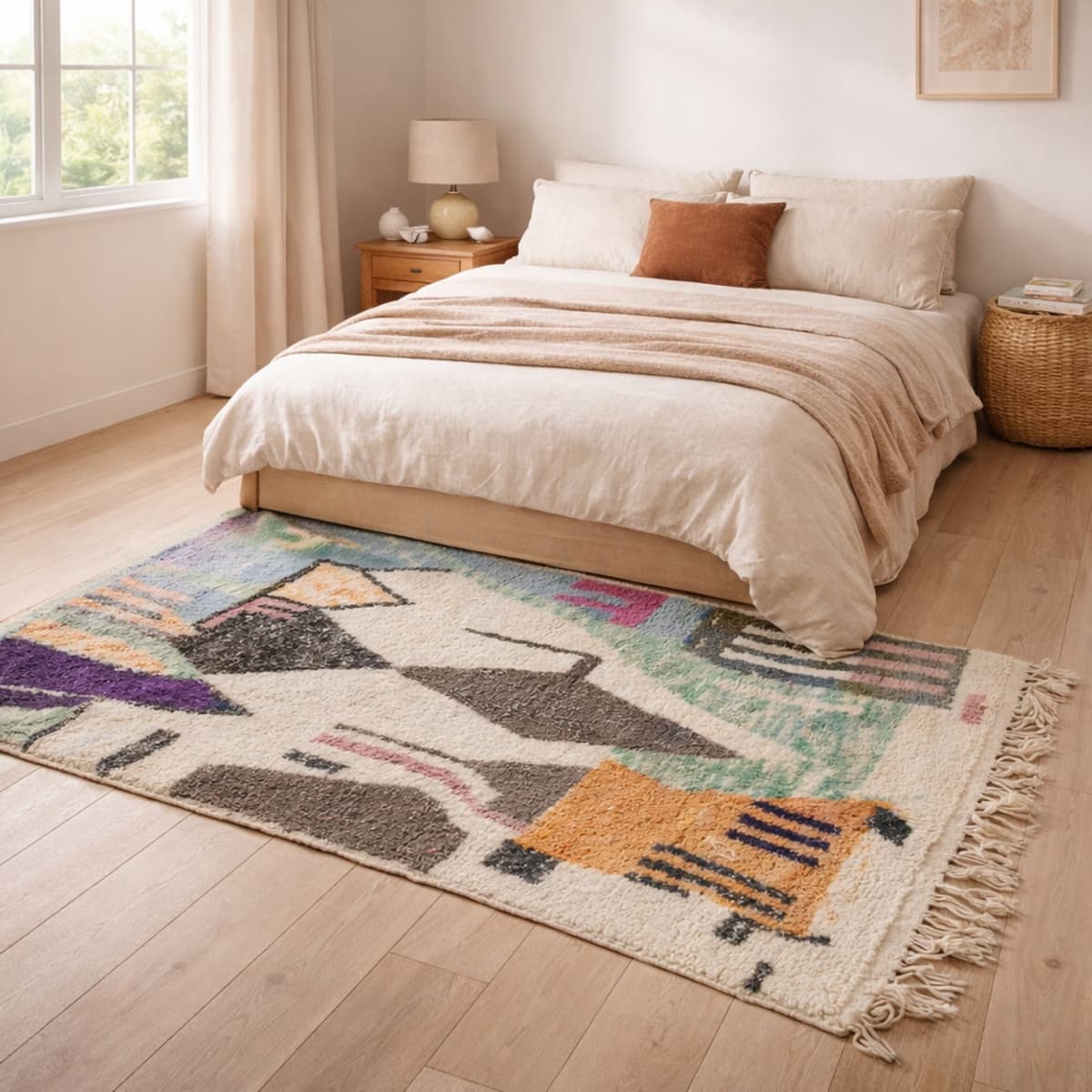Custom Moroccan Rug — Ivory Berber Rug — Abstract Artisan