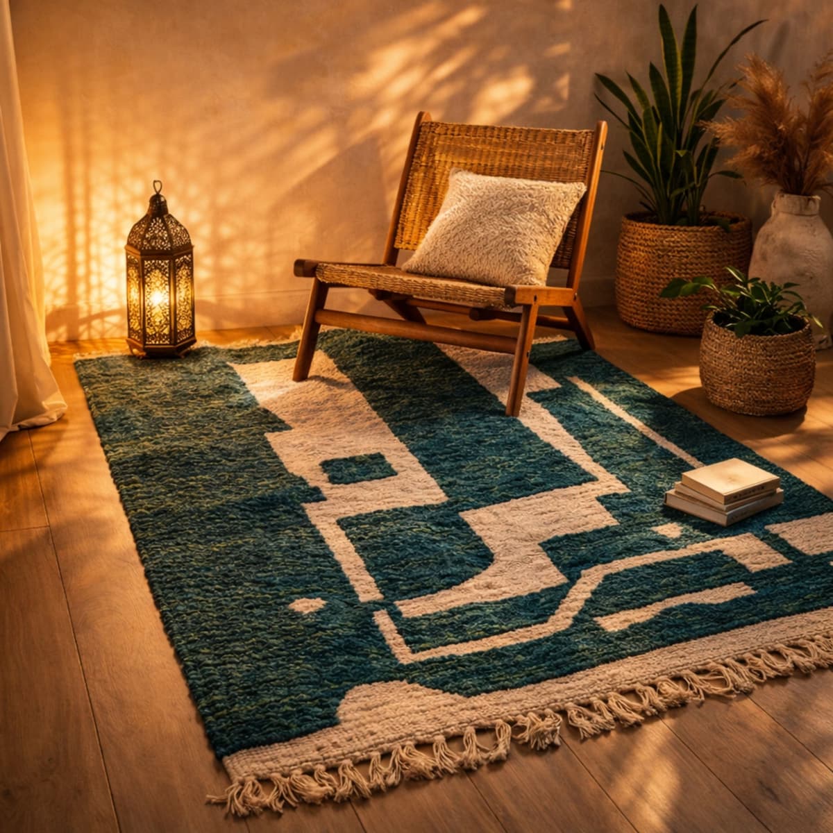 Moroccan Berber Rug — Teal Heritage Rug — Tribal Inspired