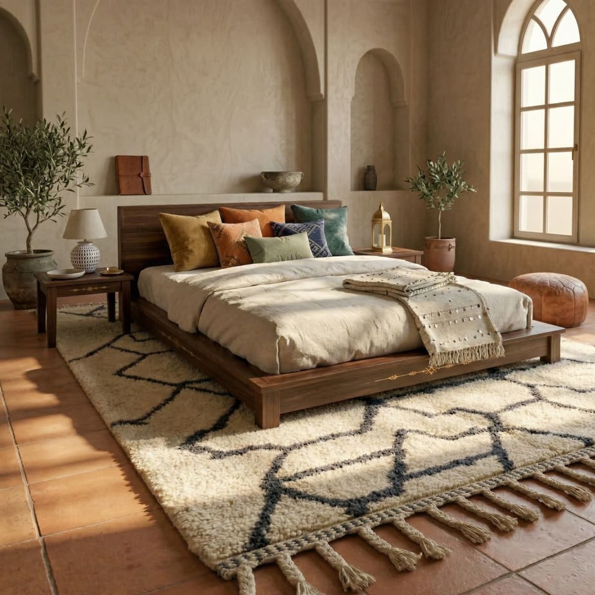 Custom Moroccan Rug — Ivory Berber Rug — Geometric Artisan