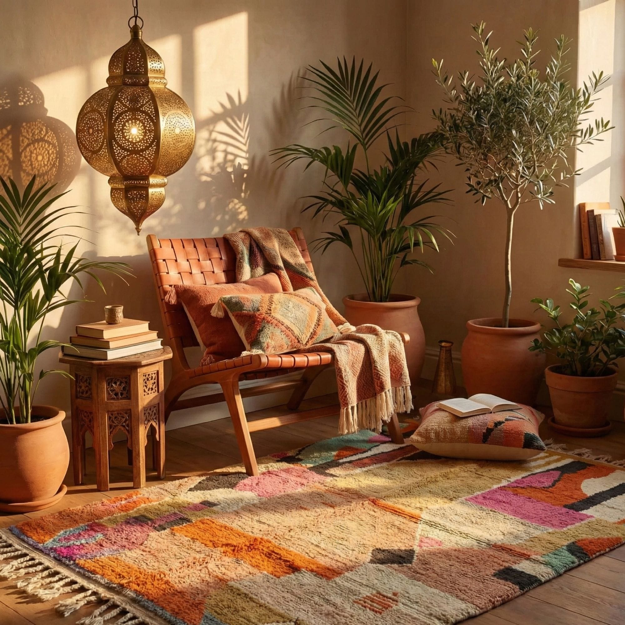 Moroccan Beni Ourain Rug — Artistic Beni Ourain Wool Rug - Beni Ourain Moroccan rug in Ivory color, 122 x 183 cm