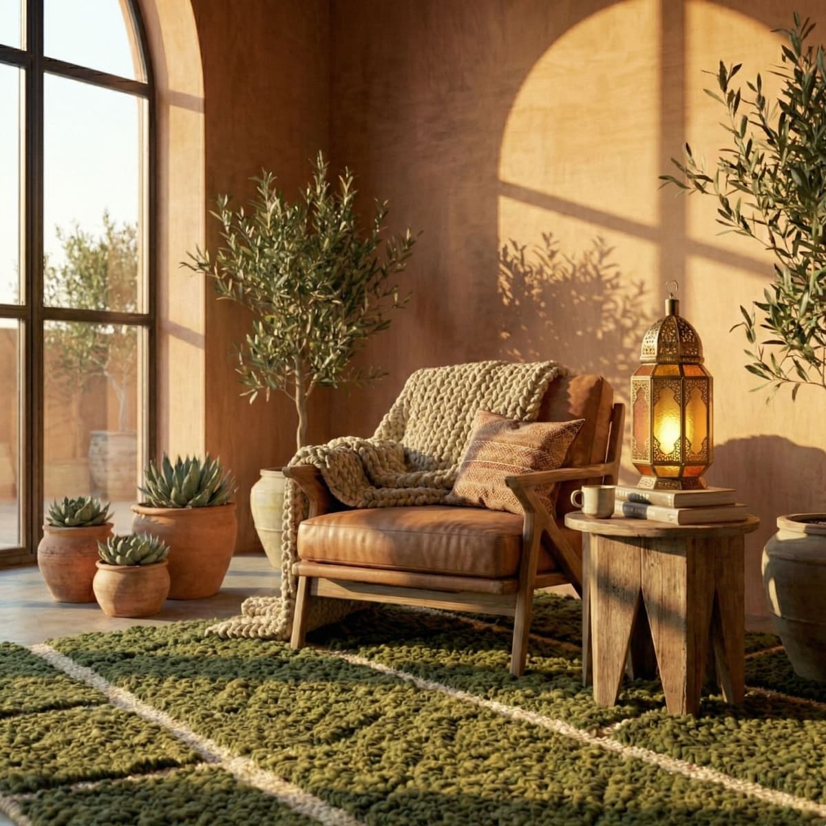 Custom Moroccan Rug — Olive Green Berber Rug