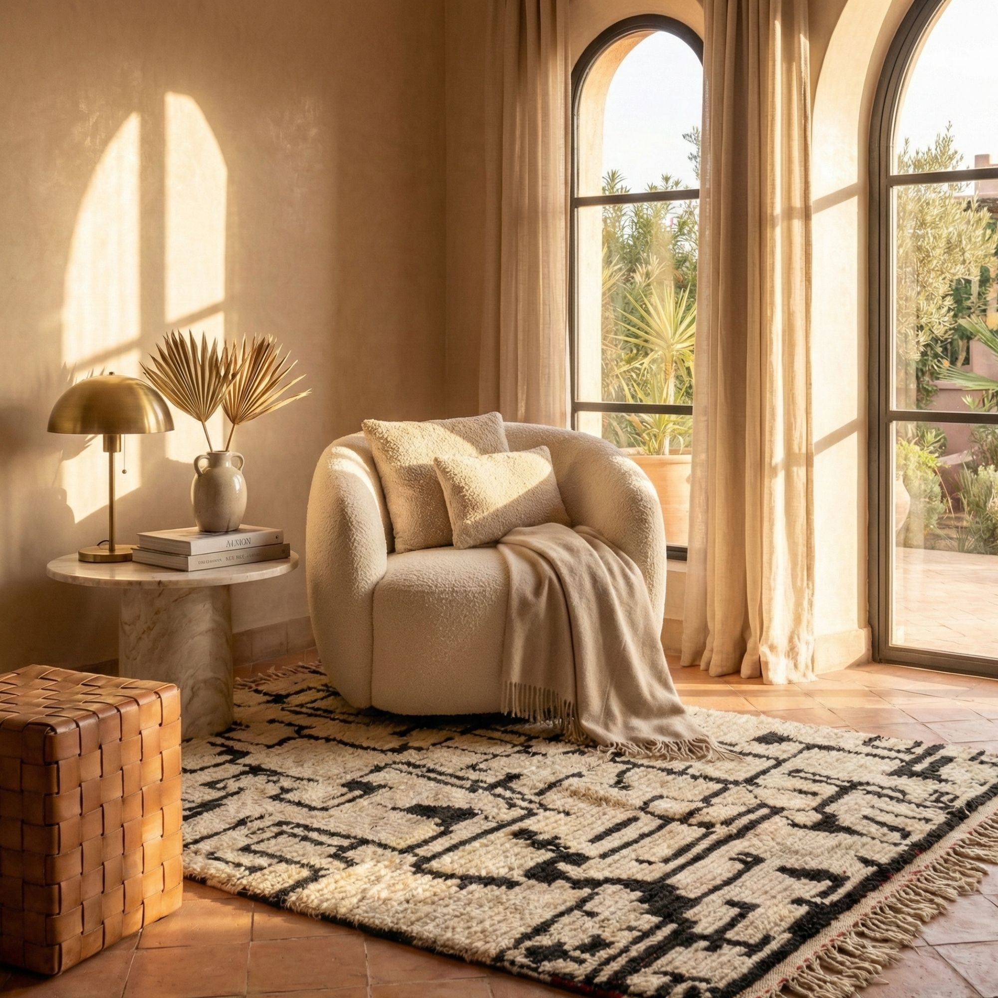 Custom Moroccan Rug — Beni Ourain Wool - Hand-knotted Moroccan rug, front view showing Custom Moroccan Rug — Beni Ourain Wool texture and colors