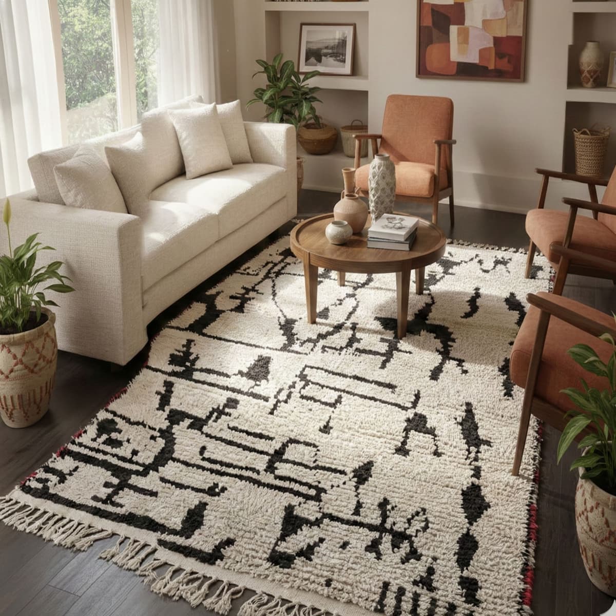 Vintage Beni Ourain Rug — Tribal Berber — Statement Floor Art